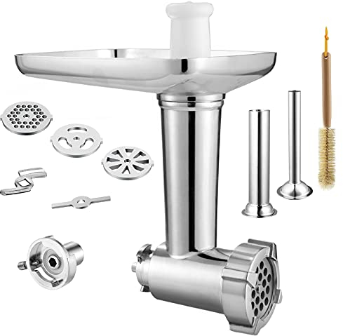 Gdrtwwh Accesorio para picadora de carne adecuado para todos los robot de cocina Kenwood y kMix, con 2 tubos de llenado de salchichas y 4 platos de molienda