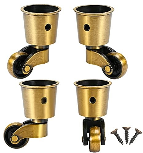 Sagfua 4 Stück Lenkrollen, Kupferrollen Mit Runder Tasse Antike Rollen Kein Geräusch Tragbar Kann Um 360° Drehen Für Sofa/Stuhl/couchtisch/Regal Last 150kg