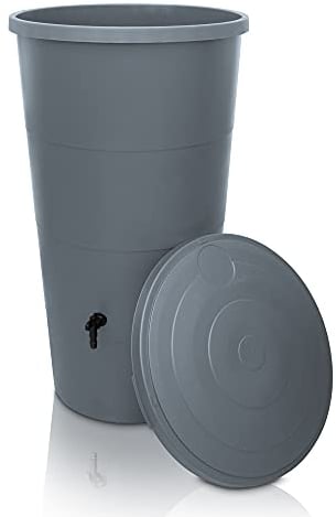 YourCasa Regentonne 160 Liter [inklusive Anschlusset & Bohrer] Regenfass Wetterfest aus Kunststoff mit Wasserhahn - Regenwassertonne - Wasserfass Regenwassertank Wassertonne für Garten (Grau, 160L)