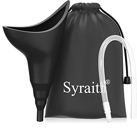 Syraith Weibliches Urinal Frauen Tragbares Uriniergerät PIPI Trichter Sie Steht Wiederverwendbare Silikontasse Notfalltoilette Kommt mit Einem Verlängerungsrohr und Einer Wasserdichten Tasche