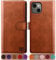 SUANPOT for iPhone 13 5G 6.1 inch case with [Credit Card Holder][RFID Blocking],PU Leather Flip Book Protective Cover Women Men for Apple 13 Phone case Light Brown