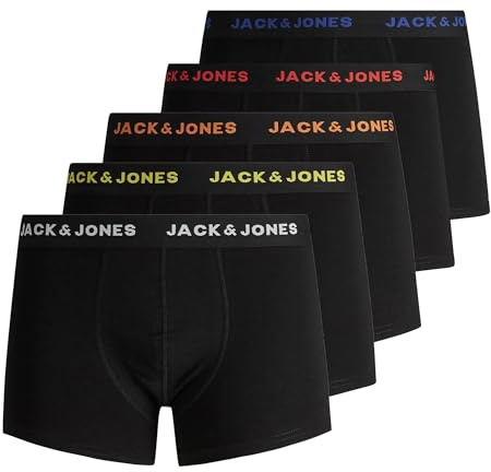 JACK & JONES Herren JACBLACK Friday Trunks 5 Pack Boxershorts, Schwarz (Black/Black), L
