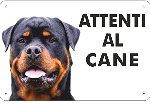 Pubblimania ROTTWEILER Cartello Attenti al Cane in Alluminio metallo spessore 3mm (Cm 20x30)