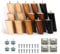 5.5’’ Angled Wooden Cone Tapered Furniture Replacement Legs Feet Walnut Colour Beech Wood M8 Thread Level Mounting Plates Protective Felt Pads Set Of 4 Legs For Sofa Cabinet Footstool Bed Ottoman