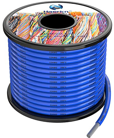 3.3mm² Cable Alambres eléctrico de silicona de 12awg azul 10 metros Cable de cobre estañado trenzado sin oxígeno Resistencia a altas temperaturas