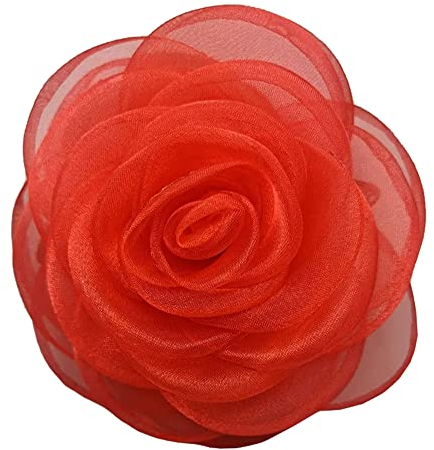 KABELIF Damen Blume Haarspange, Blume Haarklammer, Blume Haarclip Haarschmuck, Rose Broschen Ansteckblume, Blume Corsage für Hochzeit Bankett Party (Rot)