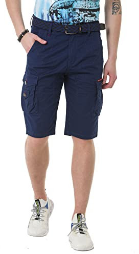Cipo & Baxx Herren Shorts Bermuda Capri Cargohose Premium Kurze Hose Pants CK265 Dunkelblau W32