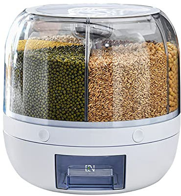 3.5/6kg Stora Container, 6-Grid Round Dispenser, 360 Rotating Rice Mung Beans -Proof Multifunctional -Proof Home Use for ehold Kitchen Dry Rice