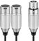 J&D Cable Divisor XLR Hembra a Doble XLR Macho, PVC Shelled Balanced Micrófono Plug 3 Pin Jack Adaptador para Grabadora Mezclador AMP Limitador Altavoz, 0,48 m