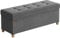SONGMICS Cassapanca, Pouf Contenitore, Poggiapiedi Pieghevole 38 x 110 x 40 cm, Ottomano con Gambe in Legno, Regge fino a 300 kg, per Soggiorno, Camera da Letto, Dormitorio, Grigio Ardesia LSF018G11