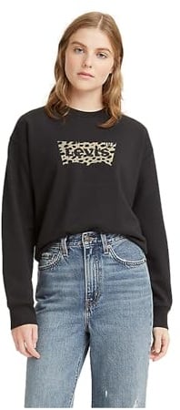 Levi's Graphic Standard Crewneck, Donna, Batwing Leopard Caviar, XXS