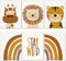 artpin® Poster Kinderzimmer, 6er Set Bilder Babyzimmer, Boho Safari Regenbogen A4 (K2)