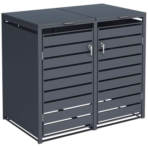 ESTEXO Mülltonnenbox Mülltonnenverkleidung mit Deckel Aufbewahrungsbox Müllbox Anthrazit (2 Türen)