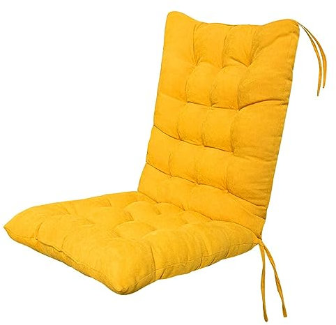 BAHULA Hohe Rückenlehne Stuhl Kissen, Patio Outdoor Stuhl Kissen Sitzauflagen, Recliner Soft Gartenstuhl Sitzpolster Kissen mit Rückenlehne für Innen, Büro, Zuhause, Schaukelstühle,Gelb,45 * 100cm