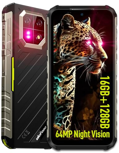 Ulefone Armor 22 (16GB+128GB) Outdoor Handy Ohne Vertrag,Android 14 6,58 FHD+ 120Hz 64MP+64MP Nachtsicht 6600mAh 33W 4G Dual SIM 5G WIFI/OTG/NFC/GPS/IP69K Baustellenhandy (Grün)