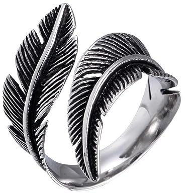 Ring Verstellbar 925 Silber Feder Ring Frauen Offene Ring Unisex Vintage Angel Ring Engels Flügel Ring für Damen Frauen Halloween Deko Geschenk Personalisiert Verlobungsringe Eheringe