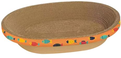 Scratching Surfaceer Bed Bowl, Corrugated Cardboard Scratching Mat, Oval Cat Lounger for Indoor Cats, Furniture Protector, Sturdy and Comfortable Cat Toy