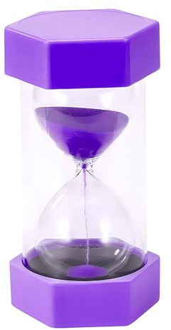 10Minute Sanduhr für Kinder - Glas Timer Set, Sechseckiger Sanduhr-Timer für Küchen, Zuhause, Spiel Requisiten - Lila