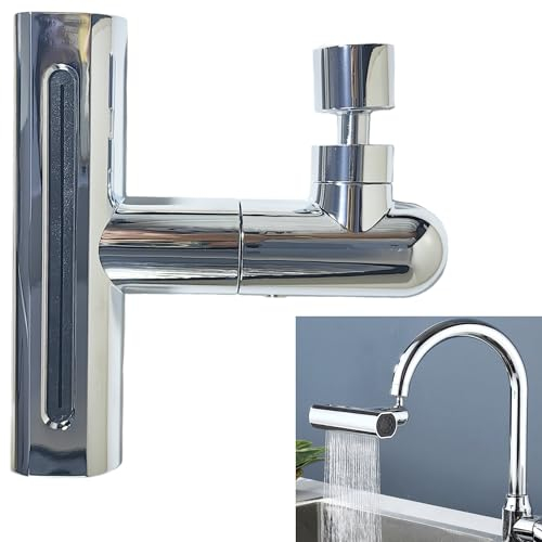 Syiyunran Robinet De Cascade Cuisine Pivotant 360 ° - 4 Modes Mitigeur Haute Pression Adaptateur Robinet Cuisine éVier Acier Inoxydable à Rallonge Multifonction Rotatif Pour Cuisine Salle Bain(Noir)