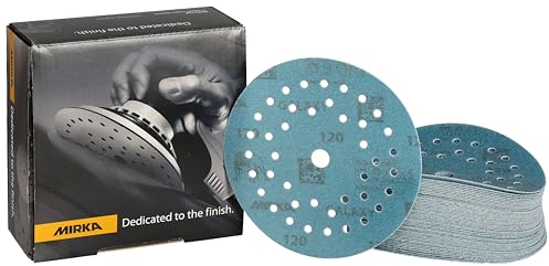 Mirka Galaxy papel de lija epoxi 125mm velcro grano 120 para el lijado de resina epoxi, madera, epoxi, rivertable / 50 unidades discos de lijado