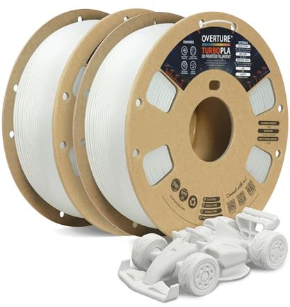 OVERTURE Turbo PLA Hohe Geschwindigkeit Filament 600mm/s Rapid PLA 1.75mm, Super Speedy PLA 3D Drucker Filament, Maßgenauigkeit +/- 0.02mm, 2 kg/Spule (Plaster Weiß+ Plaster Weiß)