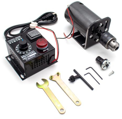Toplionace DC Doppelwellen Hochleistungs Tischbohrmaschine mit 680W und 7.000 U/min Geschwindigkeitsverstellbar mit Elektronischem 220V Regler + B16 Spannzange und Motorhalterung