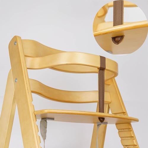 Schrittgurt für Hochstuhl, 1 Stück, in Braun, aus PU Leder, Gurtriemen kompatibel mit u.a. Stokke Tripp Trapp, Safety1st, roba, Kinderkraft, Gurt Frontbügel Ersatz Riemen, Gurtriemen Kinderhochstuhl