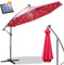 Daromigo Sonnenschirm LED Solar 350 cm Rot mit Kurbel| Alu Ampelschirm mit Ständer | Gartenschirm Sonnenschutz UV-Schutz Aluminium | Kurbelschirm Marktschirm wasserdicht für Garten
