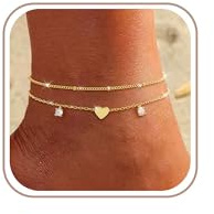 ZHESHY Lot Bracelets de Cheville Or Argent Femme Multirang Chaine Cheville | Réglables,18 Carats Plaqué Or,avec Perles Cœur Croix Paillettes CZ,Accessoires,Été Chaine de Pied Bijoux Femme Fille
