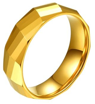 Whoiy Ringe Partnerringe Gold mit Gravur, Wolframcarbid Ringe Poliert Schlicht Band Ehering 6MM für Frauen Größe 52 (16.6)