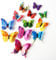 Jisrcha 60 Stück Schmetterlings-Wandaufkleber, Dekorative Schmetterlinge, 3D Wand Dekoration Schmetterlinge Fliegende Schmetterling Deko für Kinderzimmer Deko, Dekoration Curtains, Party (Regenbogen)