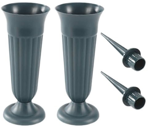 2 Pezzi di Fiori Tomba, vasi Tomba di plastica con Punta e Base, portafiori Tomba Rimovibili, vasi commemorativi per tombe ceretti Fiore Esterni Esterni