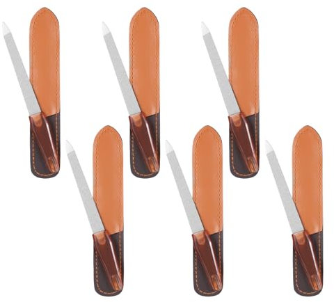 Sibba 6 Unidades de Limas de Uñas de Metal Lima de Dedos de los Dedos Herramienta Antideslizante con Estuche Punta Fina Punta Pequeña Cortaúñas Tabla Compacta Manicura para Salón