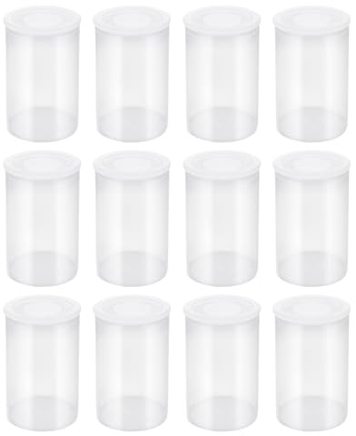 Quacc 12 PCS Film Canisters with Caps, Clear Film Canister for Rockets | Tight Fitting Lid, Sturdy and Reuse, Empty, Plastic Film Canister Case for Science/Art Project, Storage Small Items