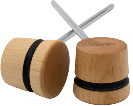 Low Boy Leichter Bassdrum-Schlägel aus Holz – vielseitiger, leichter Kick-Drum-Schlägel mit Holzoberfläche und Stahlstangen in Luftfahrtqualität (natürlich mit schwarzen Streifen, 2er-Pack)