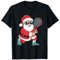Tennis Player Santa Designs Weihnachtsmann Tennis T-Shirt, Unisex, Schwarz, S, Kurzarm, Klassisch, Cartoon, Winter, Pull-On, 1 Count