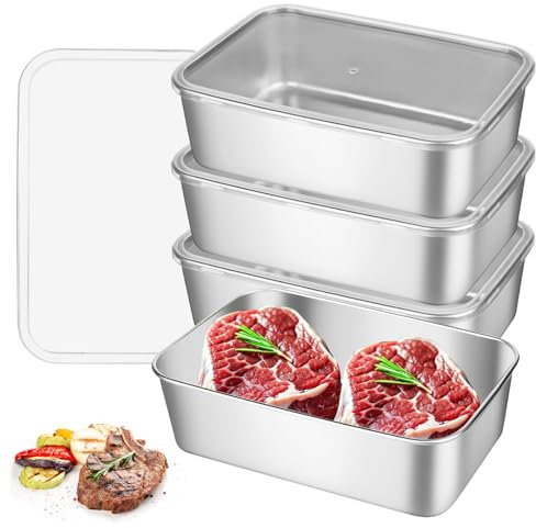 DMJJSD Frischhaltedosen mit Deckel Groß 2000 ML Vorratsdosen Set Edelstahl Aufbewahrungsbox küche Vorratsdosen Luftdicht Lebensmittelbehälter Kühlschrank Organizer für Käse Obst Fleisch Salate- 4Stück