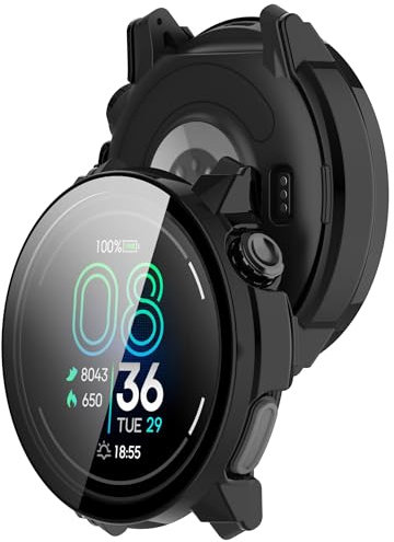 KUTEWEU Silicona Funda para Coros Pace Pro, Ultra Delgada Protección Completa Estuche Protector Case Anti - Rasguños para Coros Pace Pro Smartwatch Protectores de Pantalla y láminas (2 Piezas Negro)