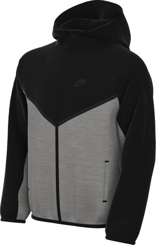 Nike Sportswear HV5867-064 - Giacca con Cappuccio in Pile, per Bambini Anziani, Colore: Grigio mélange/Nero/Nero, Taglia M