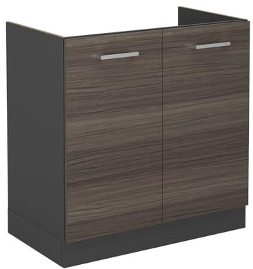 Vicco Spülenunterschrank R-Line, Küchenunterschrank für die Spüle, Edelgrau, 80 cm ohne Arbeitsplatte