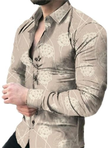 Druck Shirt Herren Persönlichkeit Einzigartig ModeShirt Bankett Temperament Vintage LongsleeveShirt Leichte Trend Gutaussehend CasualShirt AC-07 3XL