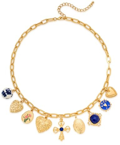 LILIE&WHITE Damen Halskette Gold mit Herzanhängern, Handgefertigte Charm Kette, Farbecht & Elegant für Alltag & Anlässe