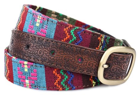 Jalach Boho Ethno Gürtel, vintage Ledergürtel mit Stickerei, bunt Aztekenmuster, Damen Mädchen Hüftgürtel Jeansgürtel Passt Taillenumfang 80 cm - 90 cm
