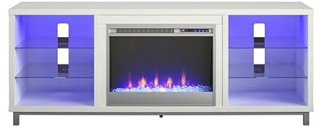Genérico Mueble de TV Moderno y Lujoso con Chimenea, Mueble de TV, Mesa de TV, Mueble de Sala de Estar, Mueble de TV con Chimenea (Blanco)