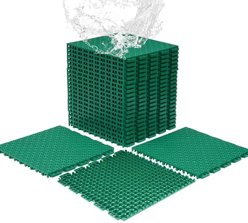 jxgzyy 24 Pack Basketball Court Tiles 1.5cm Thick Interlocking Outdoor Sports Floor Tiles Non Slip Polypropylene Drainage Mat for Tennis Court