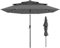 TANGZON 3M Lighted Garden Parasol, 3-Tier Heavy Duty Offset Umbrella with 32 LED Lights, Crank Handle & Tilt Adjustment, Outdoor Cantilever Umbrella Sun Shade Canopy (Gray)