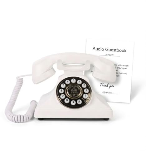 Audio Gästebuch, Individuell Audio Gästebuch Hochzeit Telefon, Aufnehmbares Audio Hochzeitsgästebuch Personalisiert, für Hochzeit, Geburtstag, Taufe, Konfirmation (Weiß)