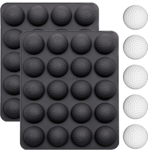 Butabeishy Silikon Golfball-Backform, 2 Stück, 20 Mulden pro Form, Antihaftbeschichtet, Schwarz