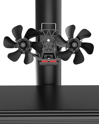 TITECK Ofenventilator Magnetisch, Kaminventilator Ohne Strom, Leiser Kamin Ventilator für Kaminofen/Kamin/Ofen/Holz/Ofenrohr Doppelköpfig