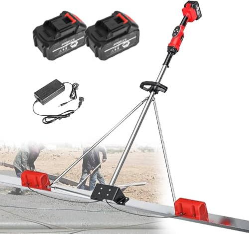 Zowdrix Elektrischer Estrich Zement Nivelliermaschine, Power GläTtekelle Vibration Beton, Mit 9 Geschwindigkeit Einstellung, FüR StraßEnbau 2*Battery-1.8M